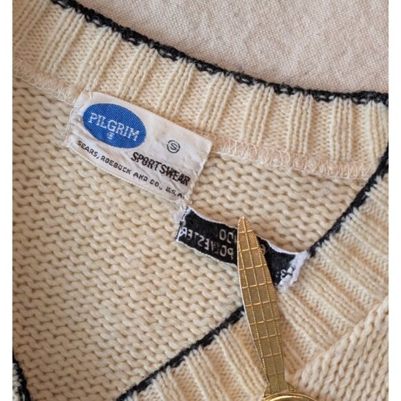 Pilgrim Spotswear Vintage 60s Men's Cream knit Wool Cowichan Style Zip Sweater S - Picture 11 of 15